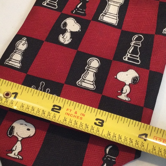 Peanuts Snoopy chess board silk necktie. Vintage 1980’s - Picture 2 of 8